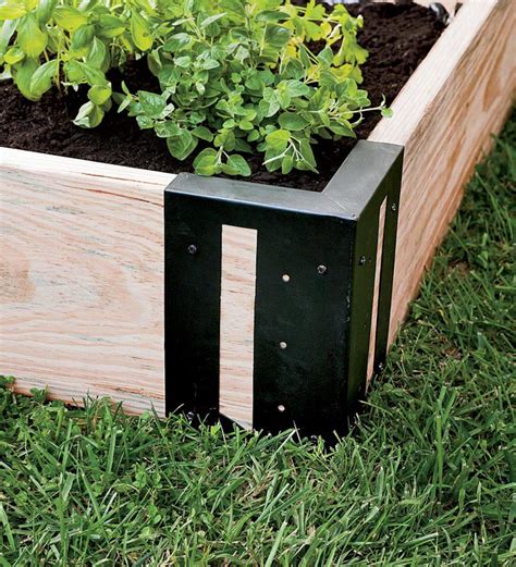 metal brackets to use for a flower bed|raised garden bed corner brackets.